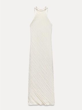 Zara Wrinkle Look Beaded Midi Dress